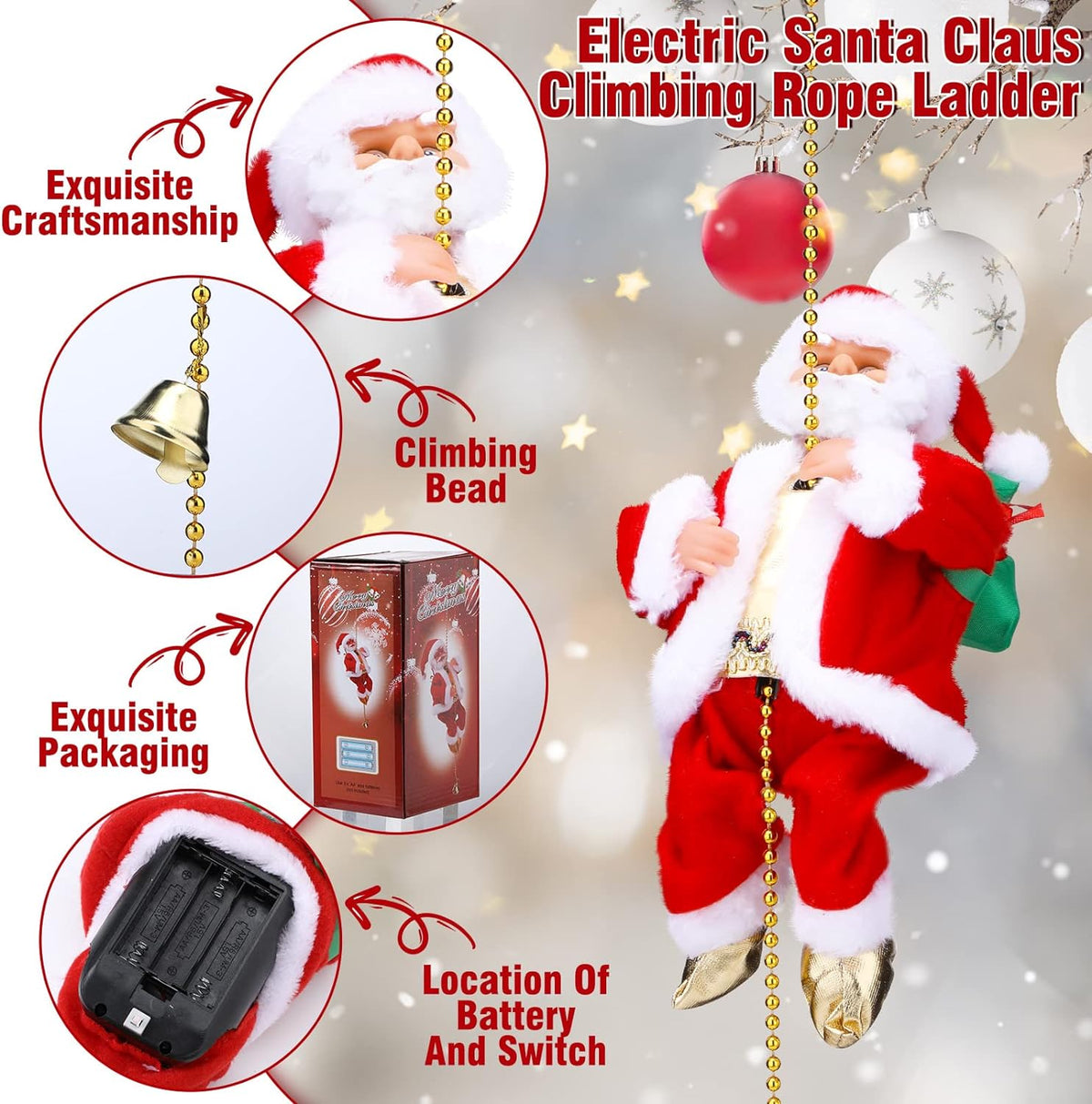 🎁Christmas Sale 50% OFF🎅Electric Fireplace Climbing Santa Claus Musical Toys🎄