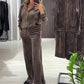 Women's 2-Piece Tracksuit Set with Zip Jacket & Wide-Leg Pants