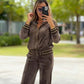 Women's 2-Piece Tracksuit Set with Zip Jacket & Wide-Leg Pants