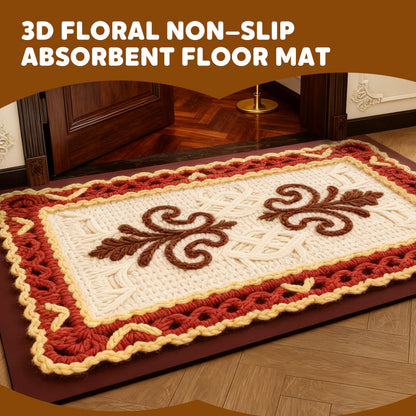 3D Floral Yarn Style Absorbent Non-Slip Floor Mat