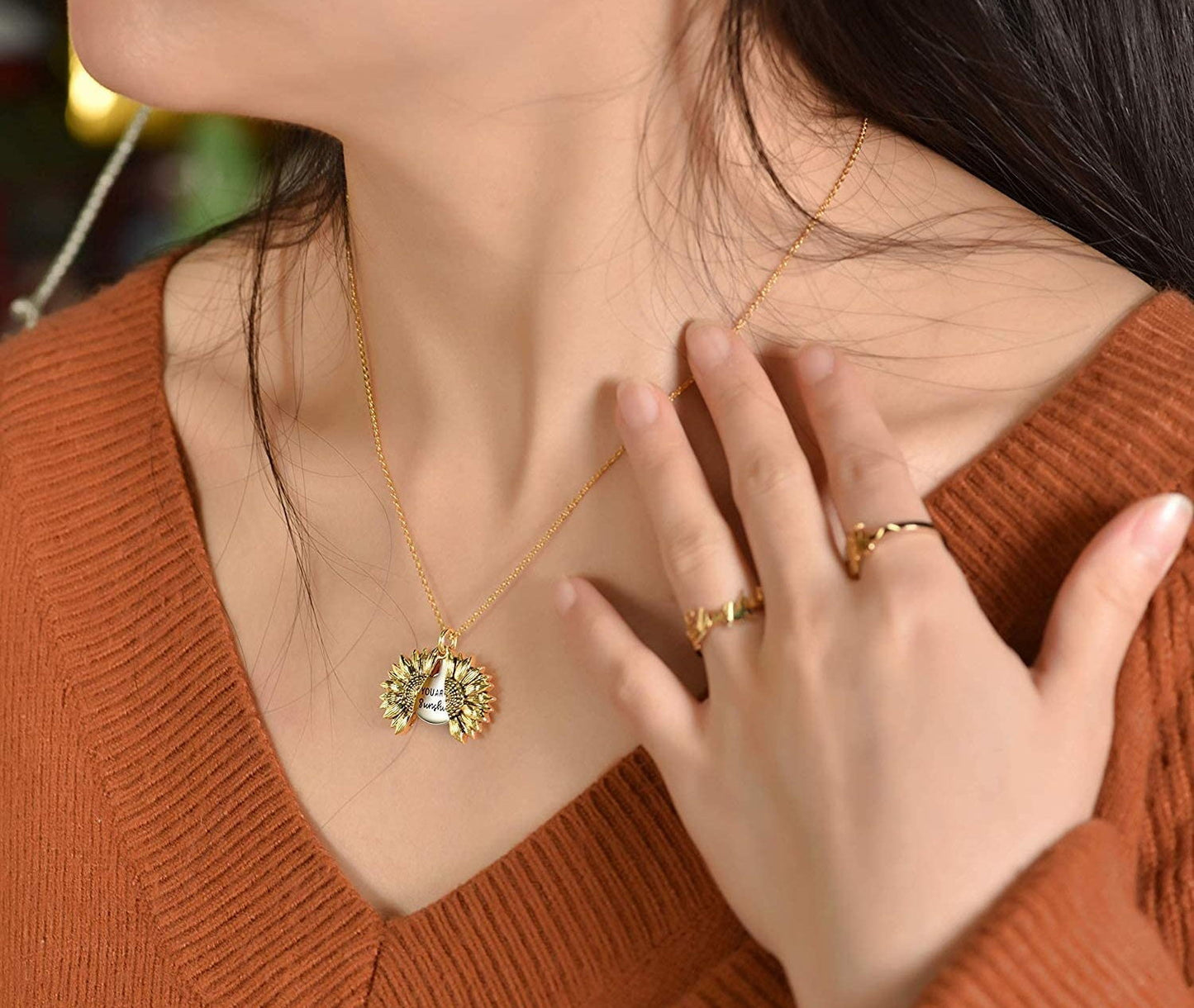 💫Girasol "You Are My Sunshine" necklace with storage bag