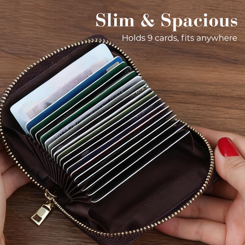 RFID Blocking Credit Card Zipper Wallet
