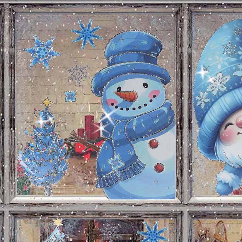 🎅❤️Christmas Sale: Buy One Get One Free🎁Christmas-Themed Glittering Window Stickers 9 PCS Set