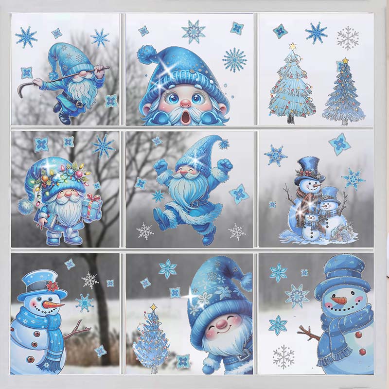 🎅❤️Christmas Sale: Buy One Get One Free🎁Christmas-Themed Glittering Window Stickers 9 PCS Set
