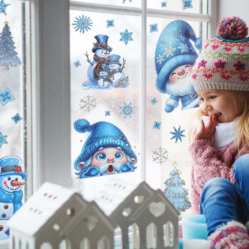🎅❤️Christmas Sale: Buy One Get One Free🎁Christmas-Themed Glittering Window Stickers 9 PCS Set