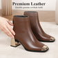 Vintage Chic Square Toe Chunky Heel Ankle Boots