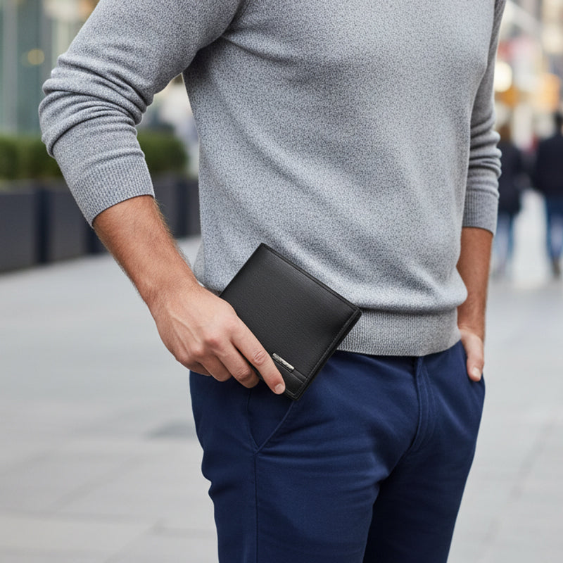 Men's Slim Bi-Fold Wallet with ID Window