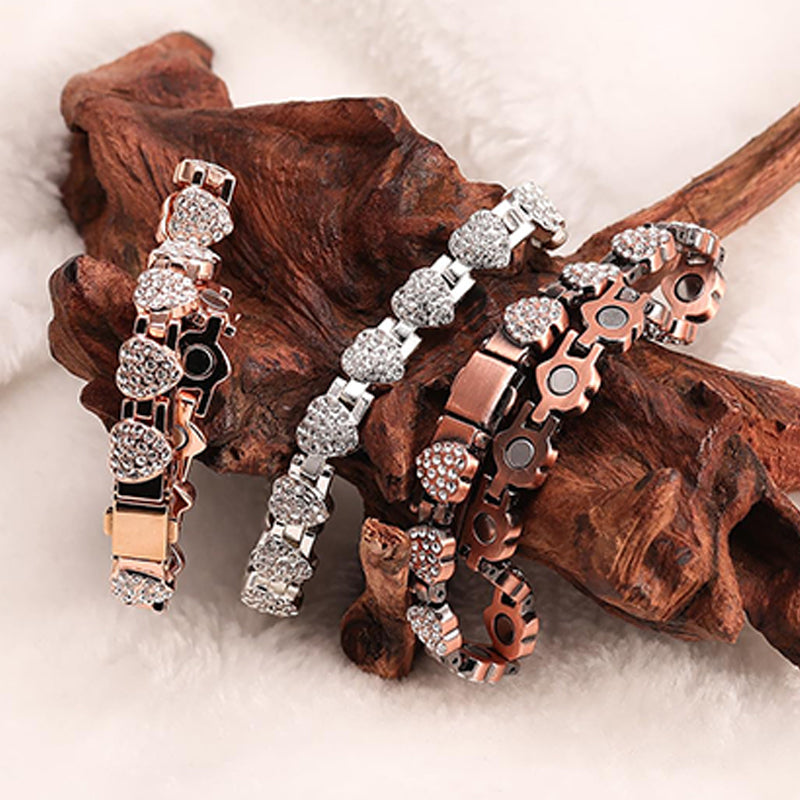 ⏳Time-Limited Special⏰Women's Dazzling Heart-Shaped Magnetic Copper Bracelets