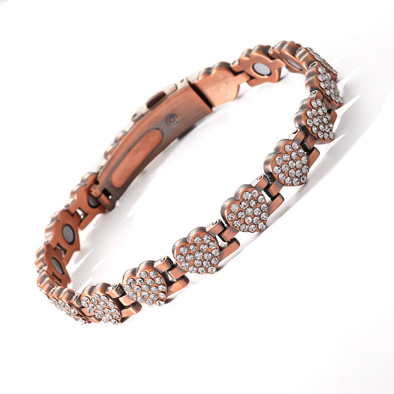 ⏳Time-Limited Special⏰Women's Dazzling Heart-Shaped Magnetic Copper Bracelets
