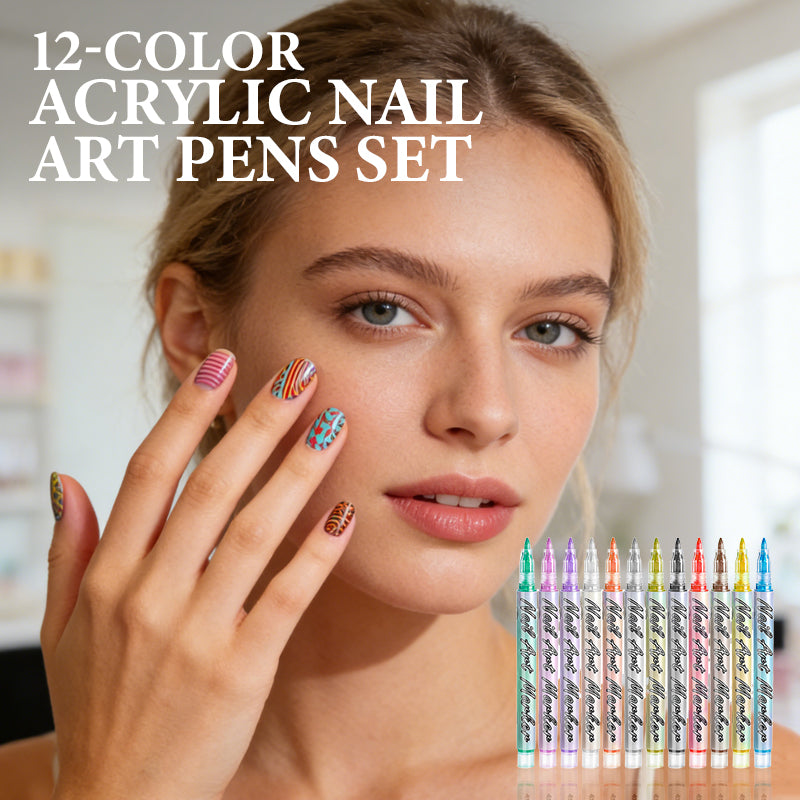 🎨 50% OFF NOW! 💅 12-Color Acrylic Nail Art Pens – Vibrant Pigments, Fine Tips & Easy DIY Designs ✨🖌️