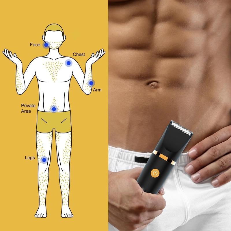 💥 3 in 1 Electric Body Hair Trimmer for Men，Cordless Groin Hair Clipper for Men, Waterproof Electric Shaver