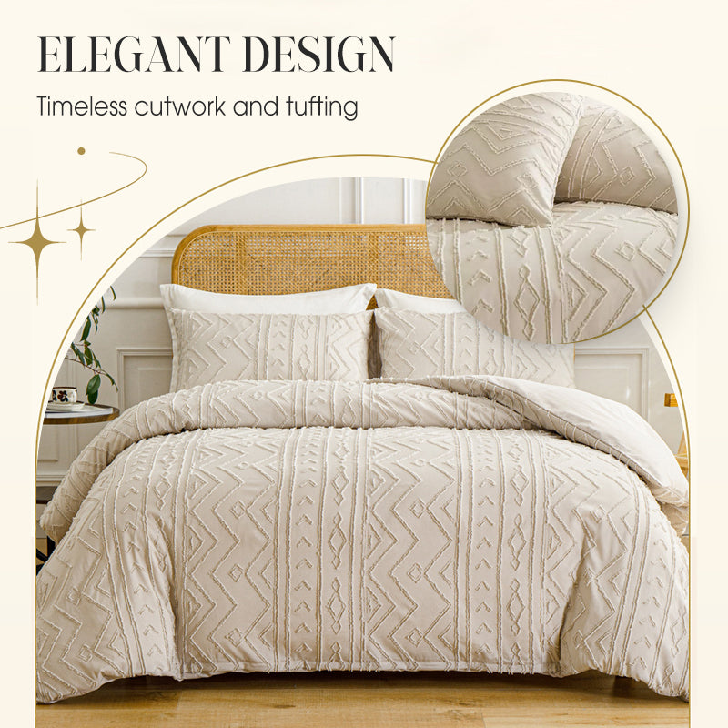 📢📢50%  OFF !! ⏰3-Piece Cutwork Tufted Bedding Set