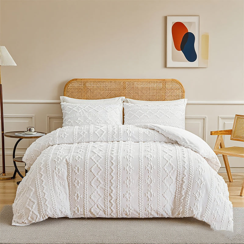 📢📢50%  OFF !! ⏰3-Piece Cutwork Tufted Bedding Set