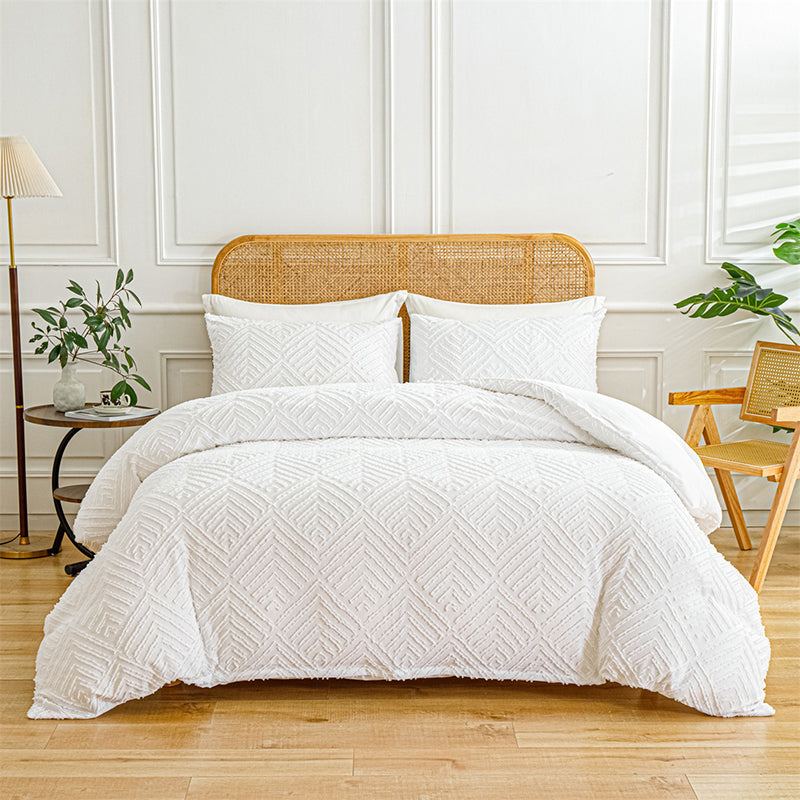 📢📢50%  OFF !! ⏰3-Piece Cutwork Tufted Bedding Set