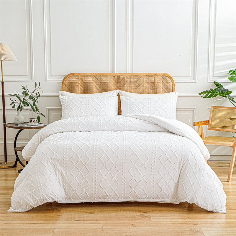 📢📢50%  OFF !! ⏰3-Piece Cutwork Tufted Bedding Set