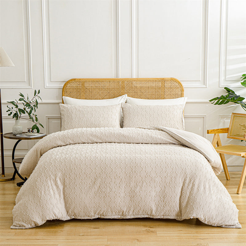 📢📢50%  OFF !! ⏰3-Piece Cutwork Tufted Bedding Set