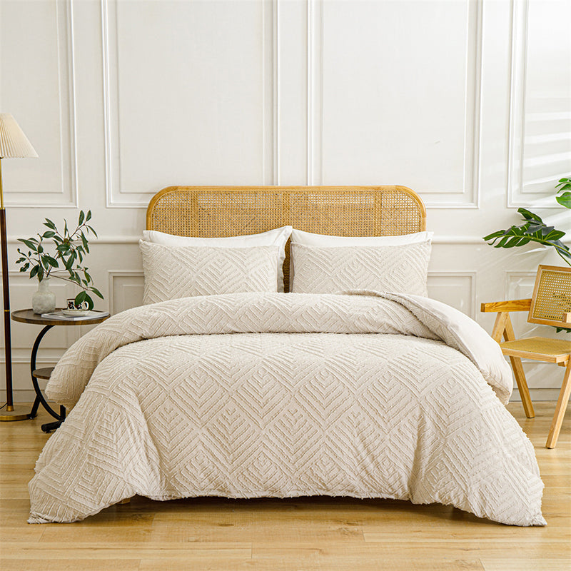 📢📢50%  OFF !! ⏰3-Piece Cutwork Tufted Bedding Set