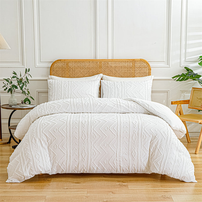 📢📢50%  OFF !! ⏰3-Piece Cutwork Tufted Bedding Set
