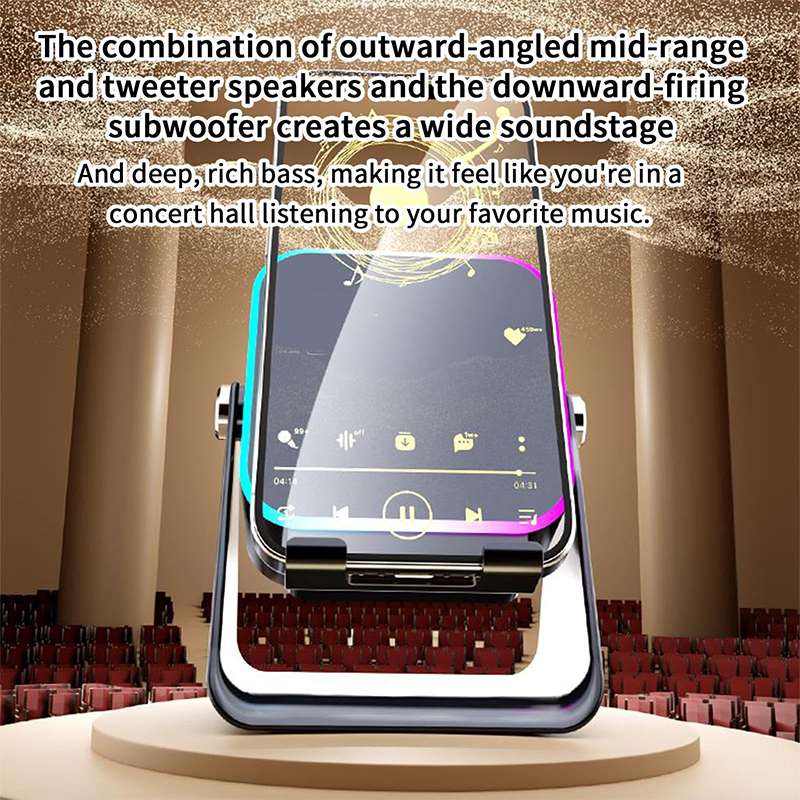 🔥5-in-1 wireless Bluetooth speaker with induction function and adjustable cell phone holder