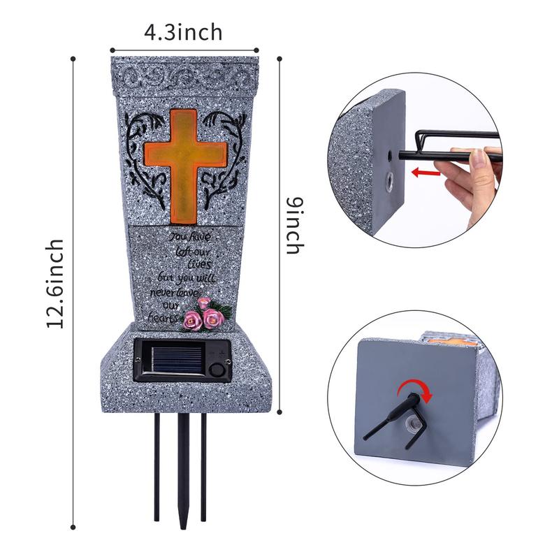 🔥🎁New arrival 50% OFF💥Solar LED Grave Vase with Ground Spike for Cemetery Headstones – Memorial Flower Holder