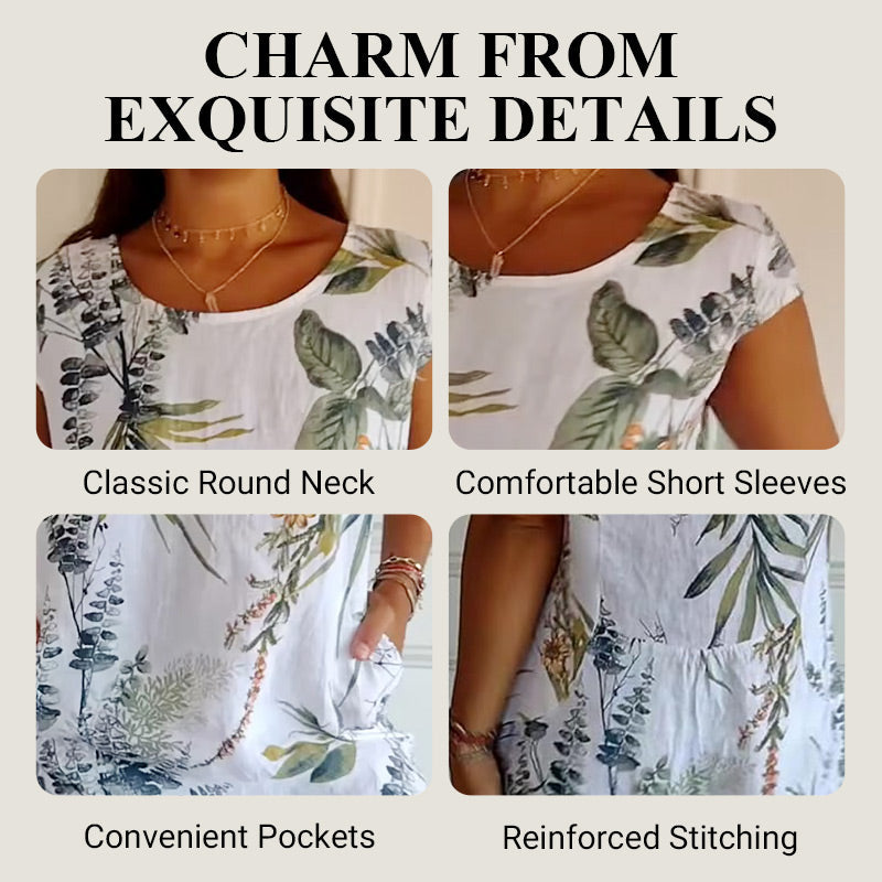 💎 60% OFF! 💎 Women's Short Sleeve Printed Dress – Lightweight, Flattering Fit & Everyday Spring Style 🌸