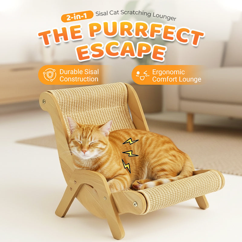🔥HOT SALE 50% OFF! 🐱🛋️ Scratching and lounging in one — durable sisal + wooden frame beats flimsy cardboard. Curved for comfort, built to last, and saves your sofa. Your cat's new favorite spot. ✨