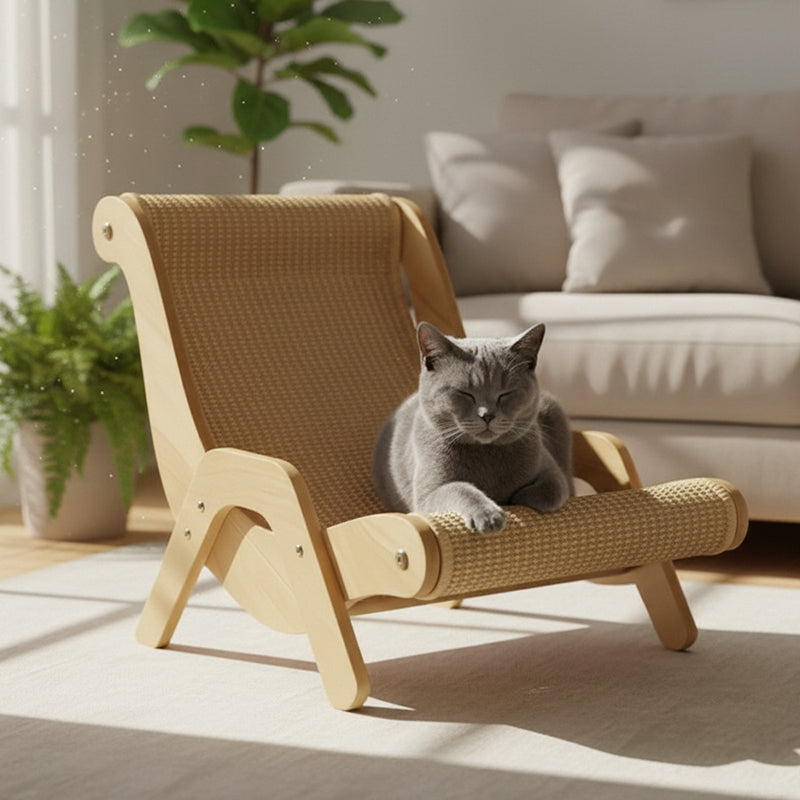 🔥HOT SALE 50% OFF! 🐱🛋️ Scratching and lounging in one — durable sisal + wooden frame beats flimsy cardboard. Curved for comfort, built to last, and saves your sofa. Your cat's new favorite spot. ✨