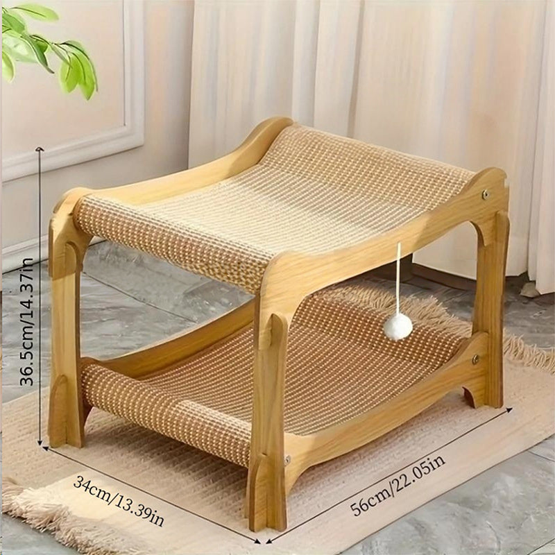 🔥HOT SALE 50% OFF! 🐱🛋️ Scratching and lounging in one — durable sisal + wooden frame beats flimsy cardboard. Curved for comfort, built to last, and saves your sofa. Your cat's new favorite spot. ✨