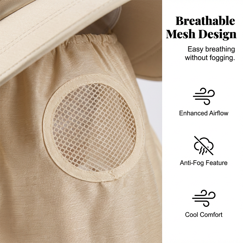 Women's Wide Brim Sun Hat with Face & Neck Flap