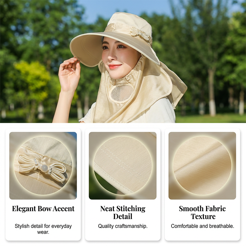 Women's Wide Brim Sun Hat with Face & Neck Flap