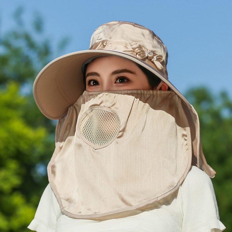 Women's Wide Brim Sun Hat with Face & Neck Flap