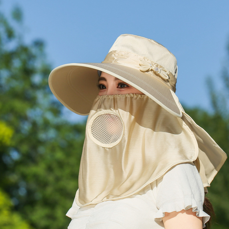 Women's Wide Brim Sun Hat with Face & Neck Flap