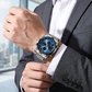 Fashion Multi functional Sports Men's Watch, 48Mm Metal Case with 3 Time Zone Night Light 30M Waterproof Stainless Steel Strap