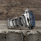 Fashion Multi functional Sports Men's Watch, 48Mm Metal Case with 3 Time Zone Night Light 30M Waterproof Stainless Steel Strap