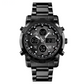Fashion Multi functional Sports Men's Watch, 48Mm Metal Case with 3 Time Zone Night Light 30M Waterproof Stainless Steel Strap