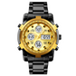 Fashion Multi functional Sports Men's Watch, 48Mm Metal Case with 3 Time Zone Night Light 30M Waterproof Stainless Steel Strap