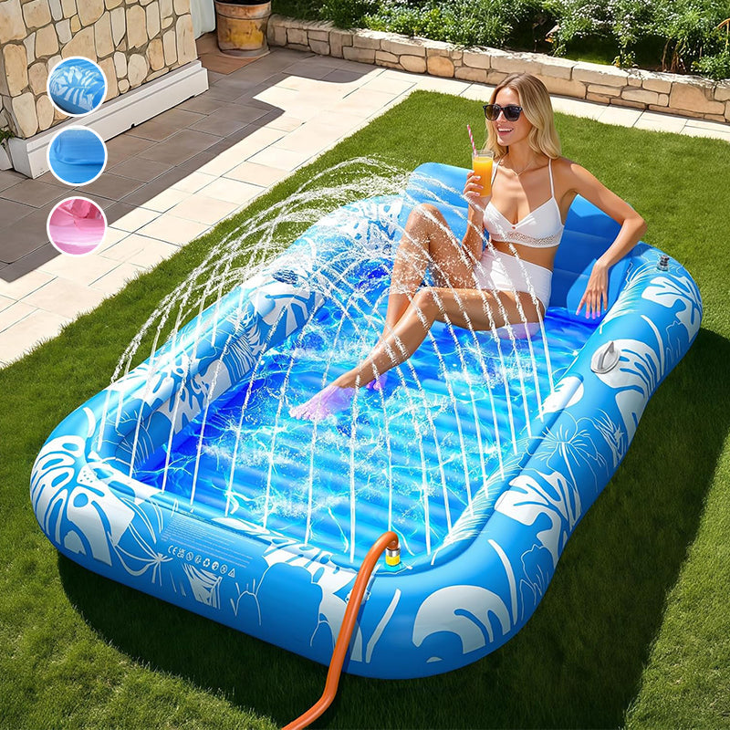 Inflatable Tanning Pool Lounger Float with Pillow