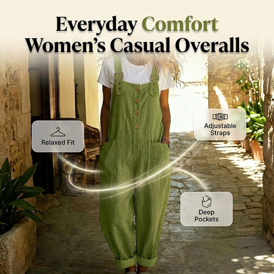 ⏳Time-Limited Special⏰Women's Casual Button-Front Overalls – Adjustable Straps, Breathable Fabric & Relaxed Fit ✨