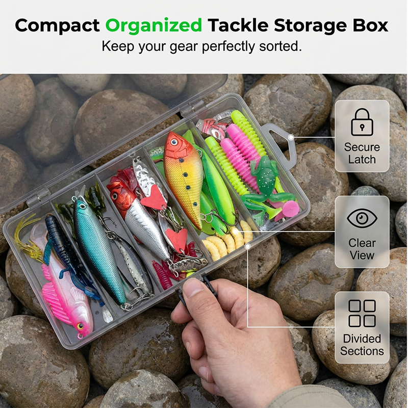 📢📢 50% OFF! Fishing Lure Kit – Hard & Soft Baits with Organized Tackle Box 🎣