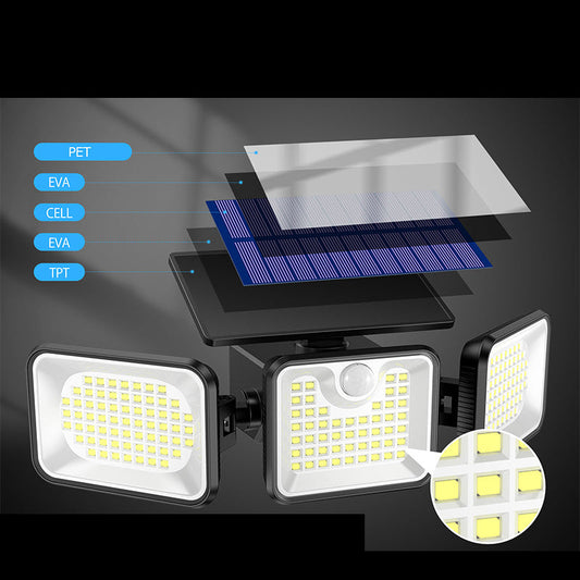 3-Head Solar Security Light with Motion Sensor