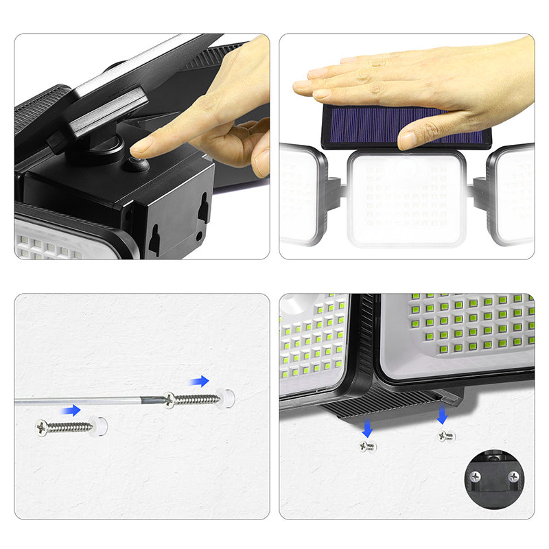 3-Head Solar Security Light with Motion Sensor