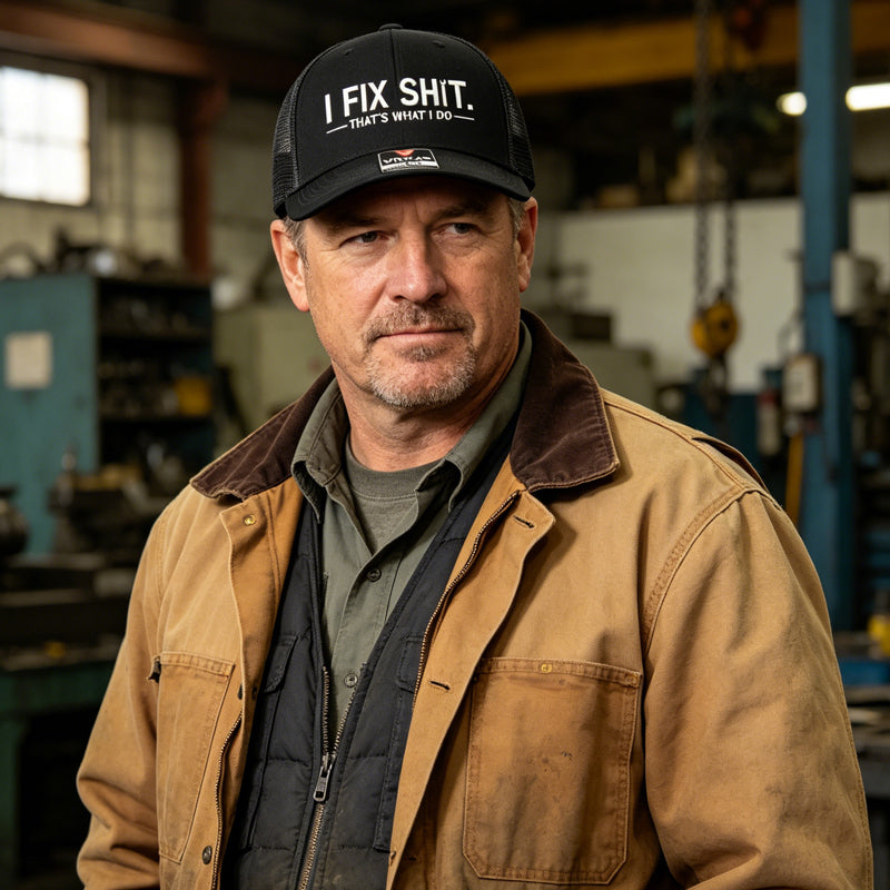 Mesh Back Trucker Cap with "I Fix Shit" Embroidery – Breathable Outdoor Sun Hat🧢☀️