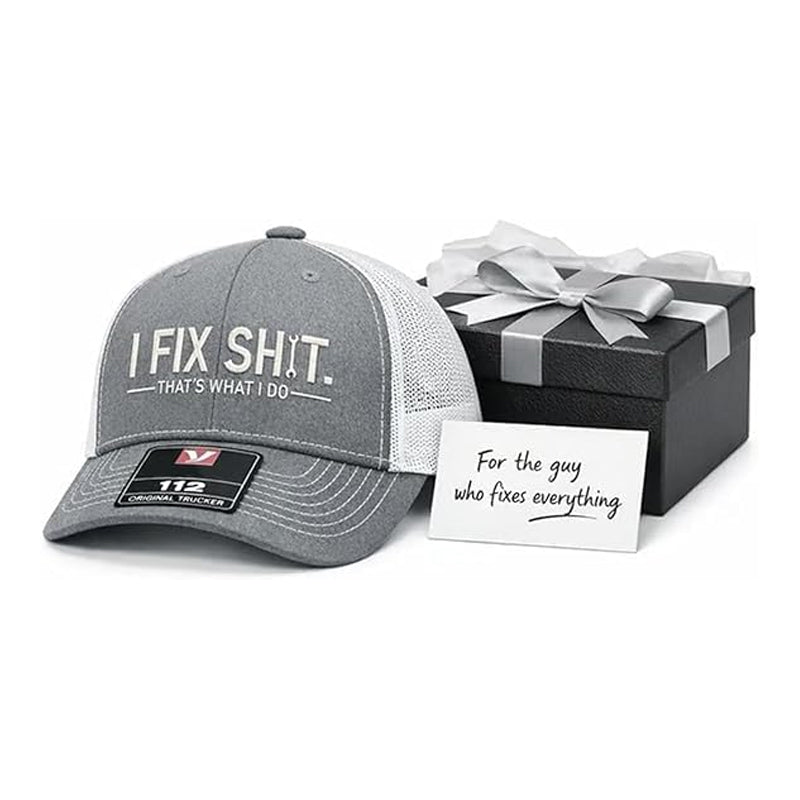 Mesh Back Trucker Cap with "I Fix Shit" Embroidery – Breathable Outdoor Sun Hat🧢☀️