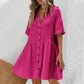 ✨ Babydoll Dress for Women Short Sleeve Button Down Textured Non-clingy Loose Fit Flowy Mini Dress with Pockets 2026 New Summer Dress