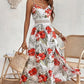 Women’s Floral Print High Slit Spaghetti Strap Flowy Dress
