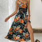 Women’s Floral Print High Slit Spaghetti Strap Flowy Dress