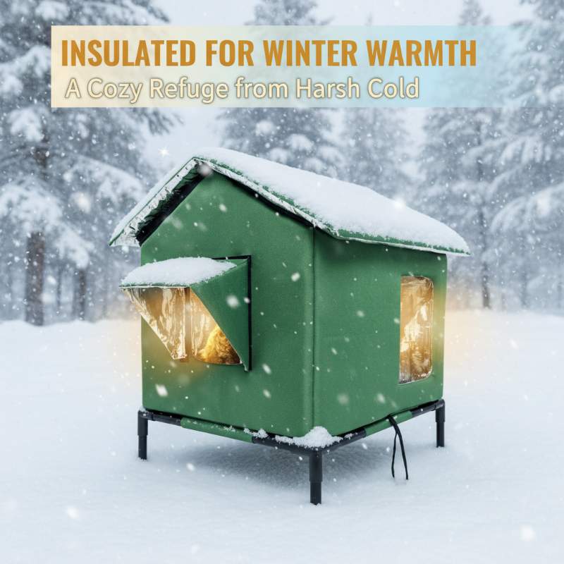 🐱 50% OFF! 🏡 All-Weather Elevated Cat House – Waterproof Oxford & thermal lining ✨