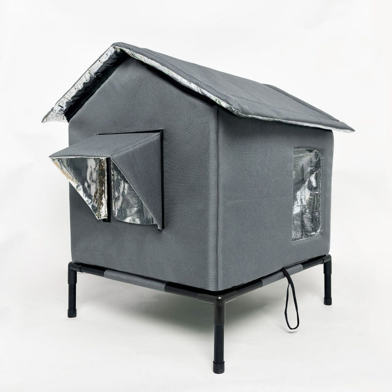 🐱 50% OFF! 🏡 All-Weather Elevated Cat House – Waterproof Oxford & thermal lining ✨