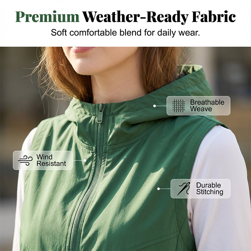 Women's Reversible Hooded Zip-Up Vest