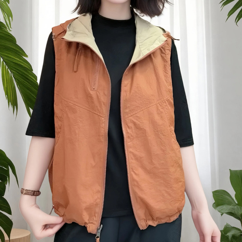 Women's Reversible Hooded Zip-Up Vest